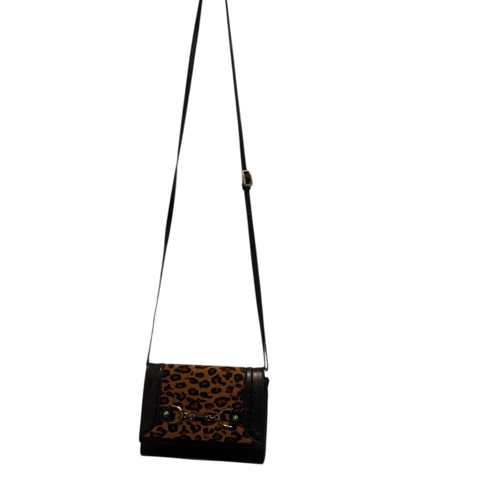 Vintage Brighton Animal Print Black Leather Tote Crossbody - Picture 12 of 16